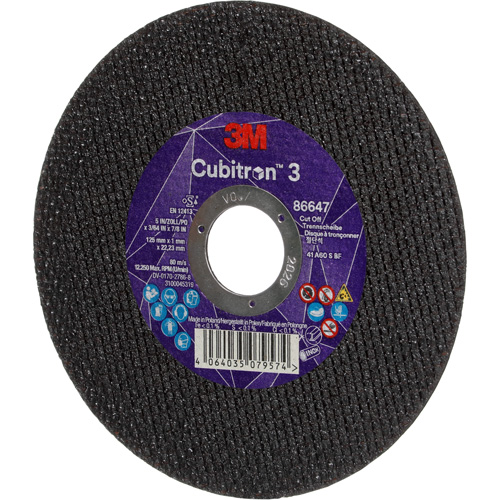 Cubitron 3 Cutting Disc, 5" x 9/32", 3/8" Arbor, Type 41 Rock Safety Industrial Ltd