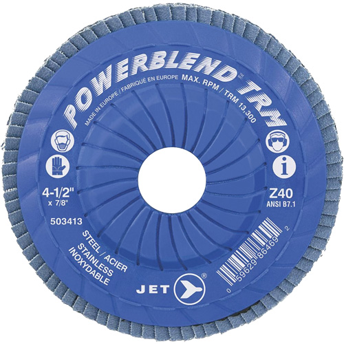 Powerblend TRM Trimmable Flap Disc, 4-1/2" x 7/8", Type 29, Z40 Grit, Zirconium Rock Safety Industrial Ltd