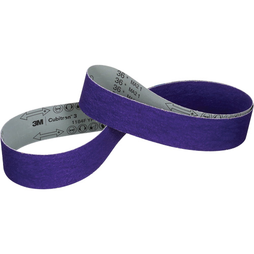 Courroie en toile Cubitron 3 1184F, 3/4" la x 18" lo, C&eacute;ramique, Grain 36+ Rock Safety Industrial Ltd