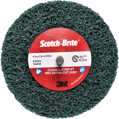 Disque Clean and Strip XT Pro Extra Cut Disc XC-DC Scotch-Brite, 4" dia., Grain Extra grossier, Oxyde d'aluminium Rock Safety Industrial Ltd