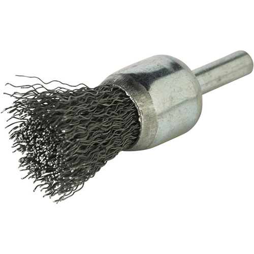 Brosse &agrave; fils cr&ecirc;p&eacute;s avec moyeu, 3/4", Fils 0,014", Tige 1/4" Rock Safety Industrial Ltd