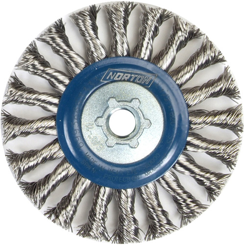 Full Cable Twist Wire Wheel, 4" Dia., 0.02" Fill, 5/8"-11 Arbor, Stainless Steel Rock Safety Industrial Ltd