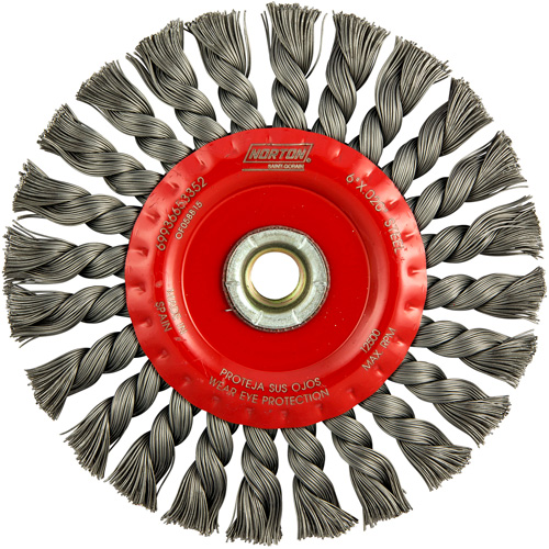 Full Cable Twist Wire Wheel, 6" Dia., 0.023" Fill, 5/8"-11 Arbor, Steel Rock Safety Industrial Ltd