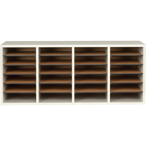 Adjustable Compartment Literature Organizer, Stationary, 24 Slots, Wood, 39-1/4" W x 11-3/4" D x 16-1/4" H Rock Safety Industrial Ltd