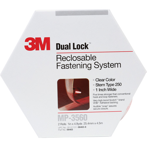 Attache refermable Dual Lock, Auto-appariement, 5 vg x 1", Adh&eacute;sif, Transparent Rock Safety Industrial Ltd