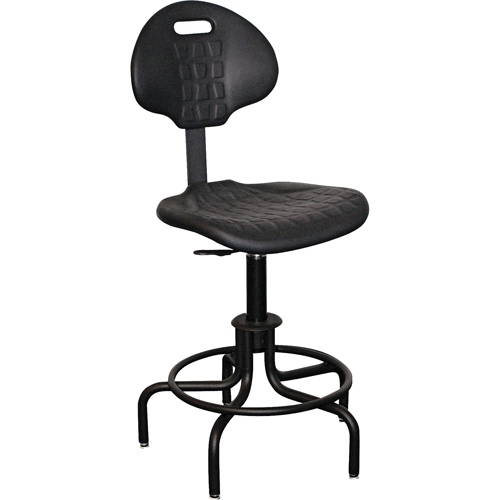 Tabouret avec dossier de s&eacute;rie 6000, Stationnaire, Ajustable, , Polyur&eacute;thane Si&egrave;ge, Noir Rock Safety Industrial Ltd