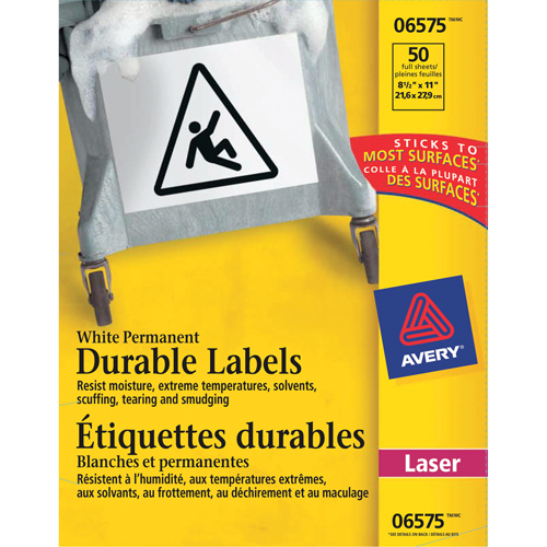 &eacute;tiquettes TrueBlock, Polyester, 11" lo x 8,5" h, Blanc Rock Safety Industrial Ltd