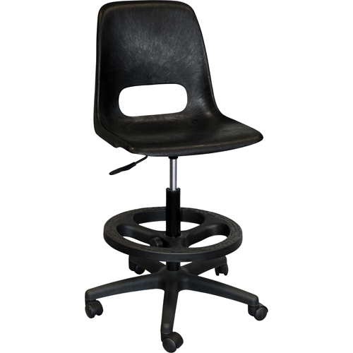 Tabouret avec dossier pour classe de s&eacute;rie 800, Mobile, Ajustable, 21" - 28", Polypropyl&egrave;ne Si&egrave;ge, Gris Rock Safety Industrial Ltd