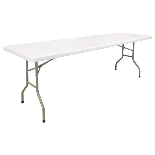 Table pliante, Rectangulaire, 96" l x 30" la, Poly&eacute;thyl&egrave;ne, Blanc Rock Safety Industrial Ltd
