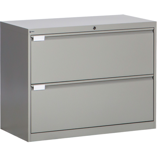 Lateral Filing Cabinet, Steel, 2 Drawers, 36" W x 18" D x 27-7/8" H, Grey Rock Safety Industrial Ltd