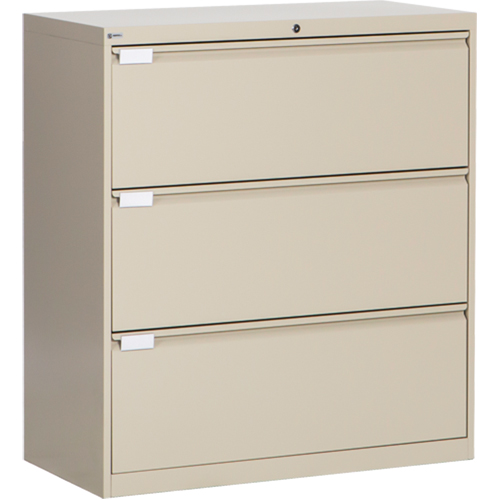 Lateral Filing Cabinet, Steel, 3 Drawers, 36" W x 18" D x 40-1/16" H, Beige Rock Safety Industrial Ltd