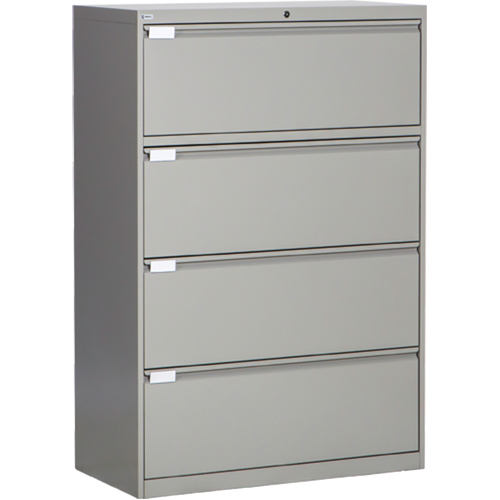 Lateral Filing Cabinet, Steel, 4 Drawers, 36" W x 18" D x 53-3/8" H, Grey Rock Safety Industrial Ltd