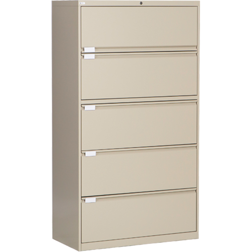 Lateral Filing Cabinet, Steel, 5 Drawers, 36" W x 18" D x 65-1/2" H, Beige Rock Safety Industrial Ltd