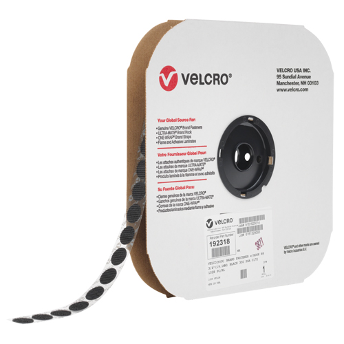 Velcoin&reg; Fastener, Loop, 3/4" Dia., Adhesive, Black Rock Safety Industrial Ltd