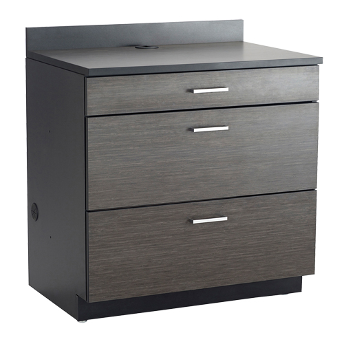 Modular Base Cabinet, 3 Drawers, 36" W x 25" D x 39" H, Asian Night/Black Rock Safety Industrial Ltd