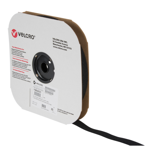 Fastener Tape, Loop, 25 yds x 1", Sew-On, Black Rock Safety Industrial Ltd