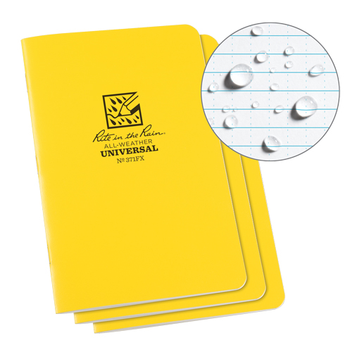 All-Weather Notebook, Soft Cover, Yellow, 48 Pages, 4-5/8" W x 7" L Rock Safety Industrial Ltd