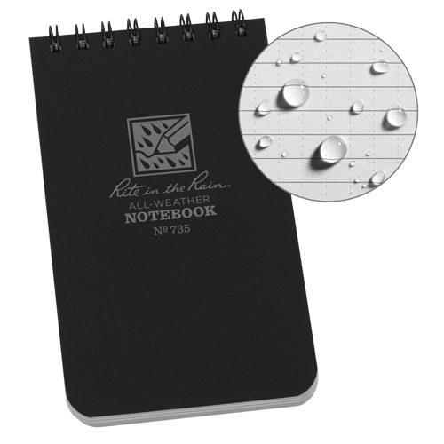 Pocket Top-Spiral Notebook, Soft Cover, Black, 100 Pages, 3" W x 5" L Rock Safety Industrial Ltd