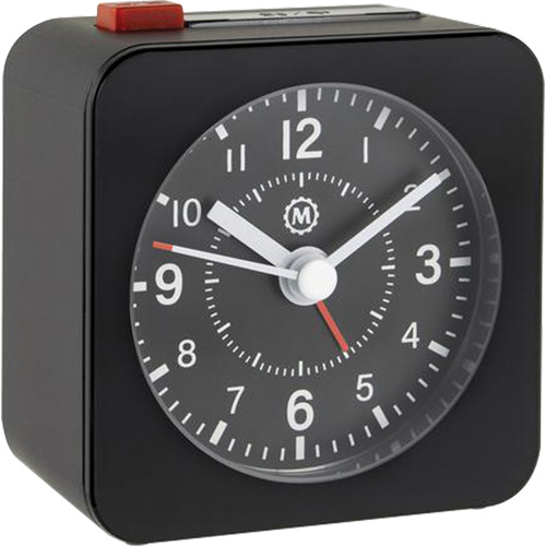 Mini-horloge et alarme sans tic-toc, Analogique, &agrave; piles, 2,3" dia., Noir Rock Safety Industrial Ltd