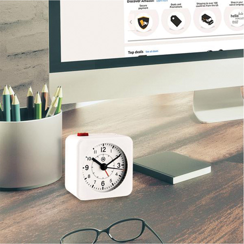 Mini-horloge et alarme sans tic-toc, Analogique, &agrave; piles, 2,3" dia., Noir Rock Safety Industrial Ltd
