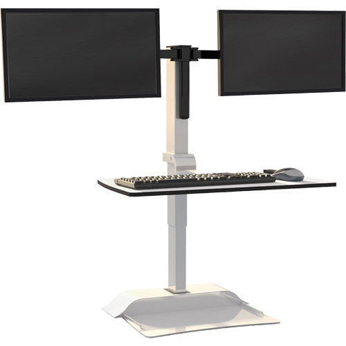 Bureau &eacute;lectrique assis/debout Soar avec bras d&eacute;cran double, Mod&egrave;le de bureau, 37-1/4" h x 27-3/4" la x 22" p, Blanc Rock Safety Industrial Ltd