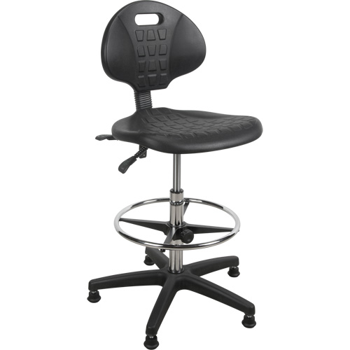 Tabouret robuste et ergonomique, Stationnaire, Ajustable, 39” - 48”, Polyur&eacute;thane Si&egrave;ge, Noir Rock Safety Industrial Ltd
