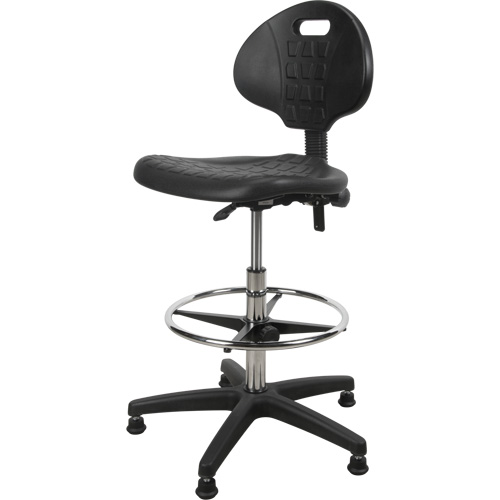 Tabouret robuste et ergonomique, Stationnaire, Ajustable, 39” - 48”, Polyur&eacute;thane Si&egrave;ge, Noir Rock Safety Industrial Ltd