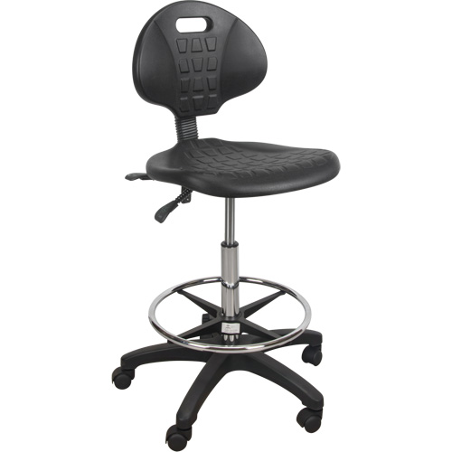 Tabouret robuste et ergonomique, Mobile, Ajustable, 39" - 48", Polyur&eacute;thane Si&egrave;ge, Noir Rock Safety Industrial Ltd