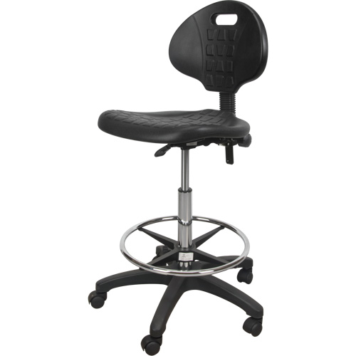 Tabouret robuste et ergonomique, Mobile, Ajustable, 39" - 48", Polyur&eacute;thane Si&egrave;ge, Noir Rock Safety Industrial Ltd