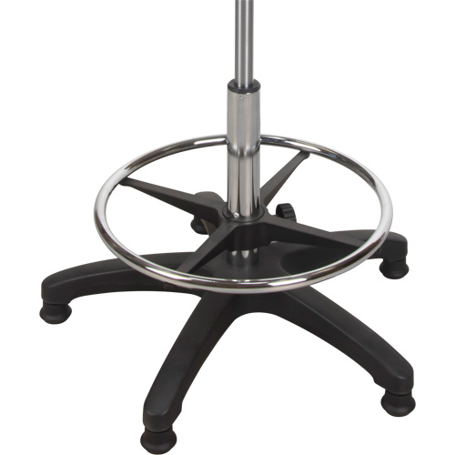 Tabouret ergonomique robuste avec accoudoirs r&eacute;glables, Stationnaire, Ajustable, 39" - 48", Polyur&eacute;thane Si&egrave;ge, Noir Rock Safety Industrial Ltd