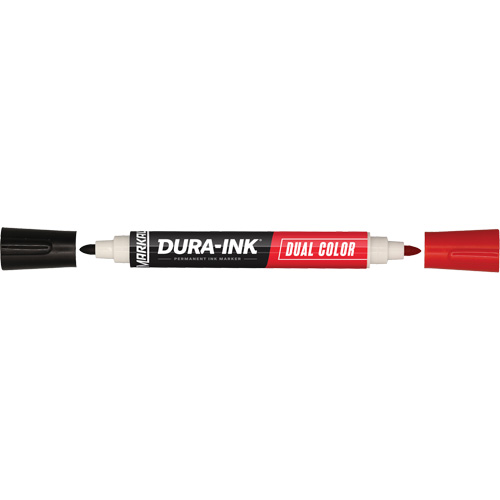 Markal&reg; Dura-Ink&reg; Dual Colour Permanent Ink Marker, Bullet, Black/Red Rock Safety Industrial Ltd