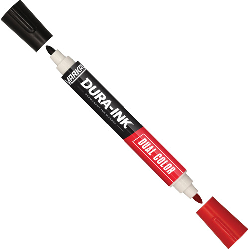 Marqueur &agrave; encre permanente et double couleur Markal Dura-Ink, Noir/Rouge, Pointe Ronde Rock Safety Industrial Ltd