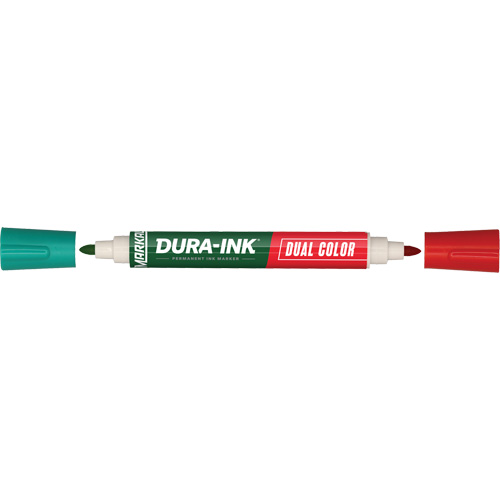 Markal&reg; Dura-Ink&reg; Dual Colour Permanent Ink Marker, Bullet, Green/Red Rock Safety Industrial Ltd