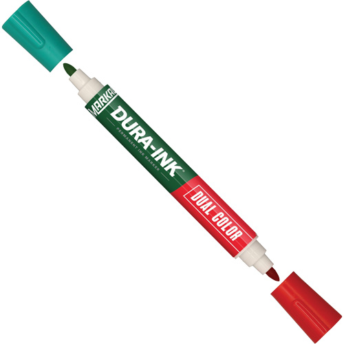 Marqueur &agrave; encre permanente et double couleur Markal Dura-Ink, Vert/Rouge, Pointe Ronde Rock Safety Industrial Ltd