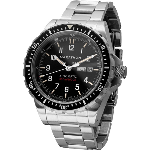 Tr&egrave;s grande montre automatique avec jour/date avec bracelet en acier inoxydable, Num&eacute;rique, &agrave; piles, 46 mm, Argent Rock Safety Industrial Ltd