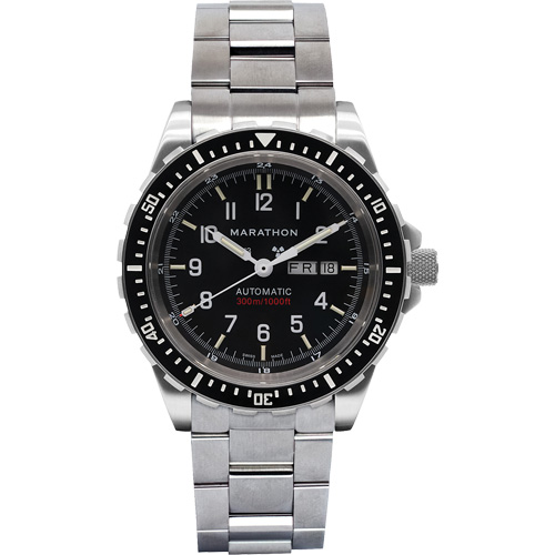 Tr&egrave;s grande montre automatique avec jour/date avec bracelet en acier inoxydable, Num&eacute;rique, &agrave; piles, 46 mm, Argent Rock Safety Industrial Ltd