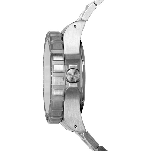 Tr&egrave;s grande montre automatique avec jour/date avec bracelet en acier inoxydable, Num&eacute;rique, &agrave; piles, 46 mm, Argent Rock Safety Industrial Ltd