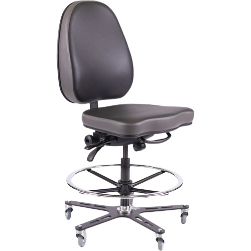TF180 Ergonomic Industrial Chair, Mobile, Adjustable, Vinyl Seat, Black Rock Safety Industrial Ltd