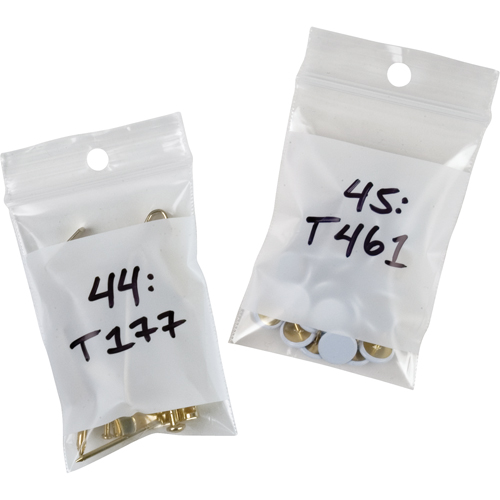 Sacs en poly avec espace inscriptible blanc, Refermable, 3" x 2", 2 mils Rock Safety Industrial Ltd