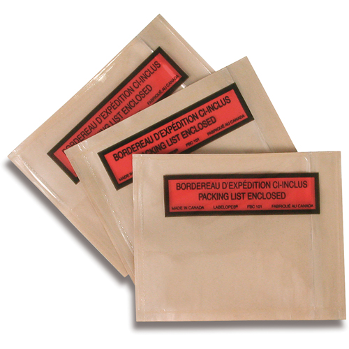 Pochettes pour bordereau d'exp&eacute;dition, 5-1/2" lo x 4-1/2" la Rock Safety Industrial Ltd