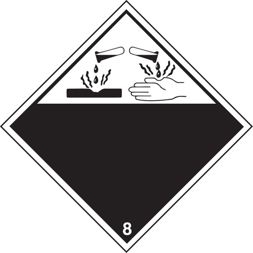 &eacute;tiquettes d'exp&eacute;dition TMD, Classe 8, Corrosifs, Vinyle Rock Safety Industrial Ltd