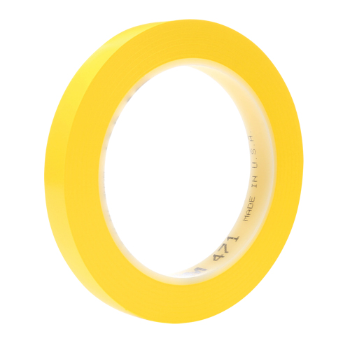 471 Vinyl Tape, 38 mm (1-1/2") W x 32.9 m (108') L, 5.3 mils, Yellow Rock Safety Industrial Ltd
