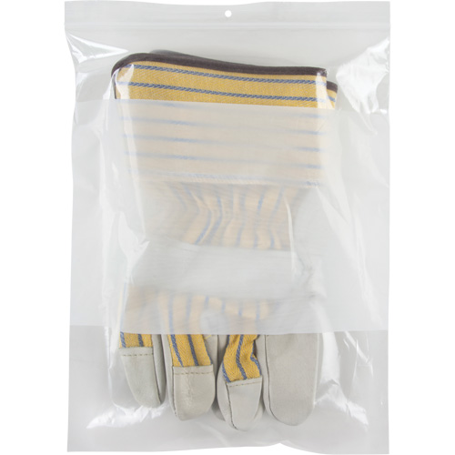 Sacs en poly avec espace inscriptible blanc, Refermable, 12" x 9", 2 mils Rock Safety Industrial Ltd
