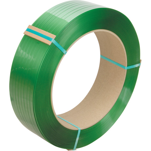 Feuillard, Polyester, 5/8" la x 4000' lo, Vert, Calibre Manuel Rock Safety Industrial Ltd