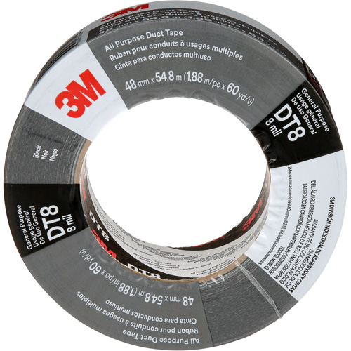 DT8 All-Purpose Duct Tape, 8 mils, Black, 48 mm (2") x 55 m (180') Rock Safety Industrial Ltd