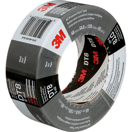 DT8 All-Purpose Duct Tape, 8 mils, Black, 48 mm (2") x 55 m (180') Rock Safety Industrial Ltd