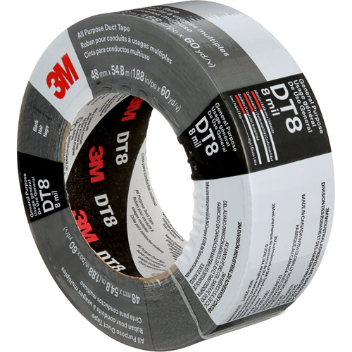 DT8 All-Purpose Duct Tape, 8 mils, Black, 48 mm (2") x 55 m (180') Rock Safety Industrial Ltd