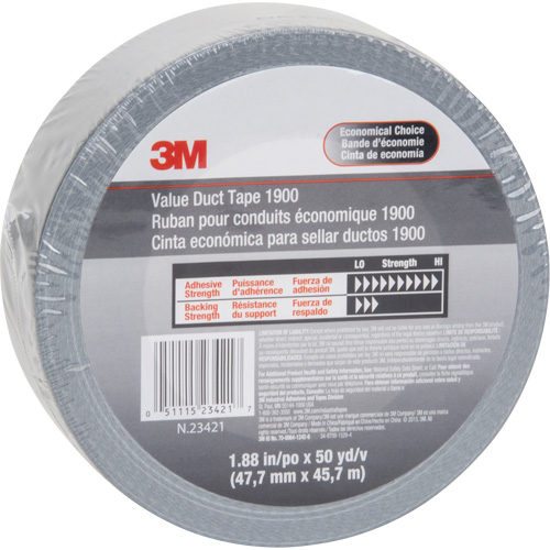 Ruban pour conduit &eacute;conomique 1900, 5,8 mils, Argent, 48 mm (2") x 5,7 m (18,7') Rock Safety Industrial Ltd