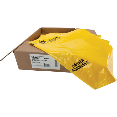 Waste Bags, Bio-Hazard, 38" L x 30" W, 2 mils Rock Safety Industrial Ltd
