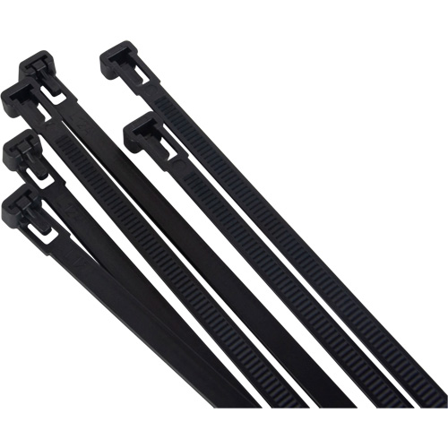 Attache-c&acirc;ble r&eacute;utilisable, Longueur 14", R&eacute;sistance &agrave; la traction 50 lb, Noir Rock Safety Industrial Ltd